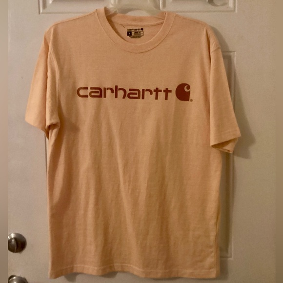 NWOT CARHARTT LOOSE FIT HEAVYWEIGHT SHORT SLEEVE LOGO TSHIRT SZ Med Pale Apricot - Picture 5 of 9